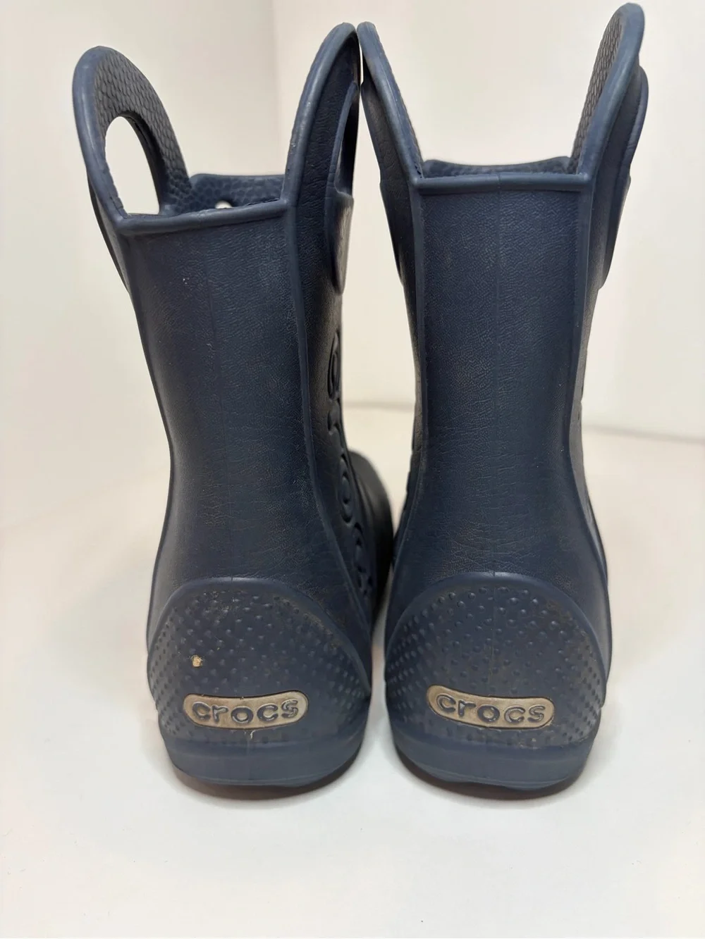 Crocs Kids Navy Blue Waterproof Rain Boots with handles Kids Size 10